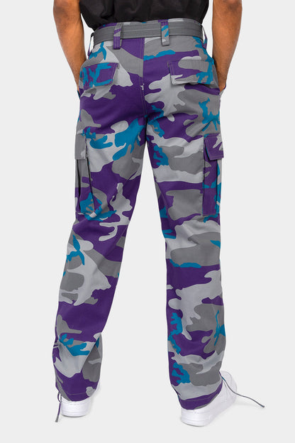 Essential Canvas Cargo Camo Pants with Belt