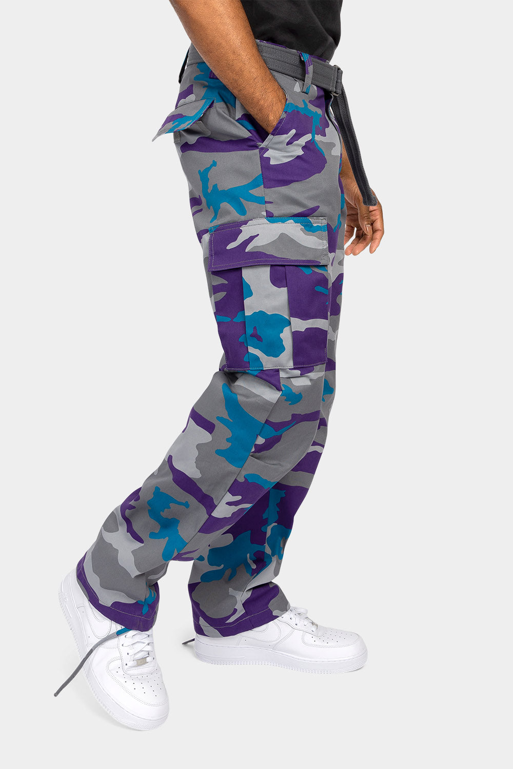 Essential Canvas Cargo Camo Pants with Belt