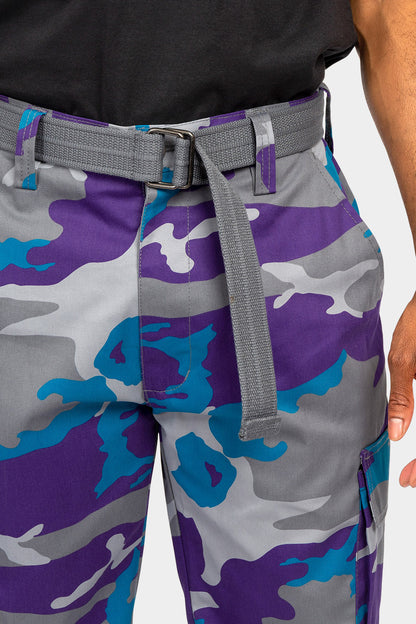 Essential Canvas Cargo Camo Pants with Belt