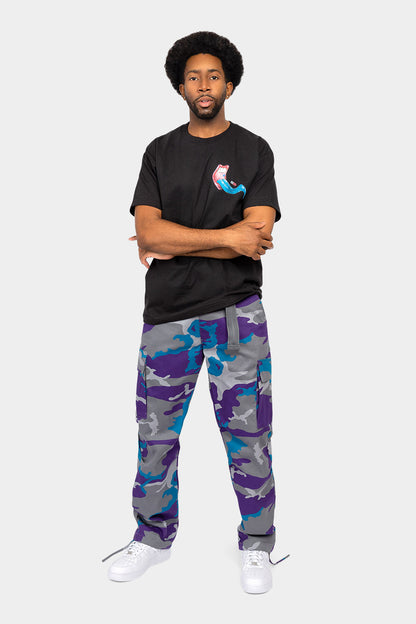 Essential Canvas Cargo Camo Pants with Belt