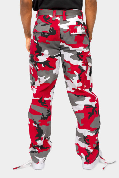 Essential Canvas Cargo Camo Pants with Belt
