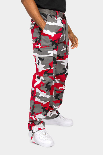 Essential Canvas Cargo Camo Pants with Belt