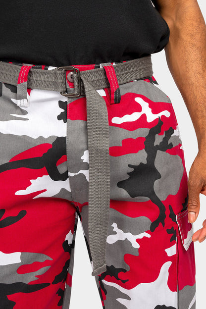 Essential Canvas Cargo Camo Pants with Belt