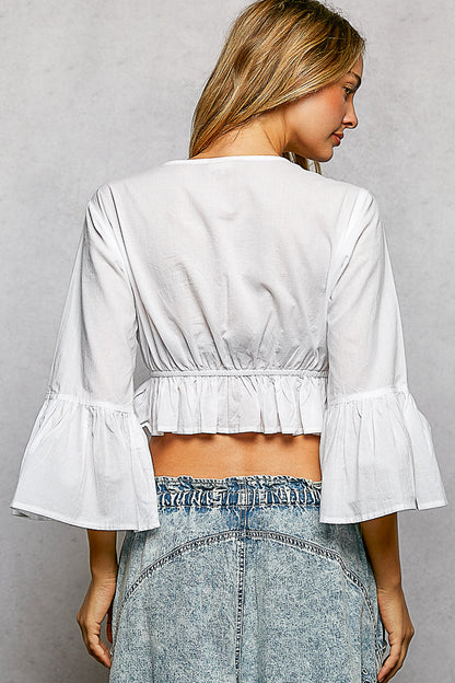 Floral Embroidered Cropped Blouse