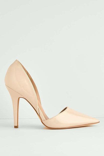 Milaya Cut-out Side Pointed Toe Court Shoes in Nude