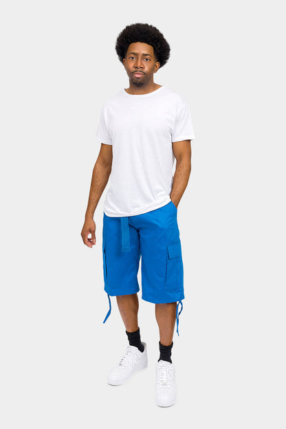 Belted Solid Cargo Shorts