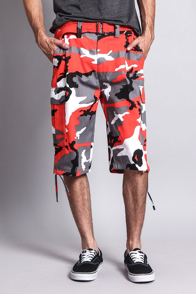 Belted Camo Cargo Shorts
