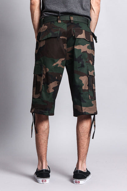 Belted Camo Cargo Shorts