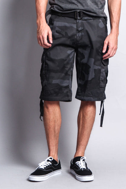 Camo Ripstop Belted Cargo Shorts