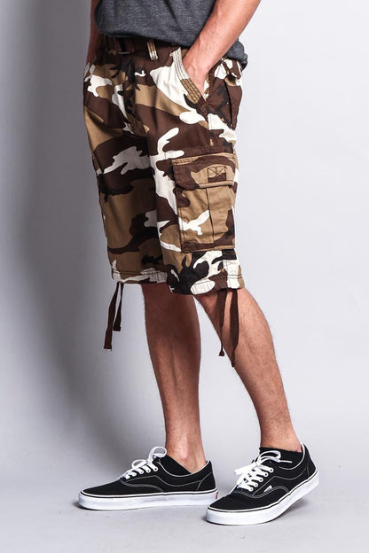 Camo Ripstop Belted Cargo Shorts