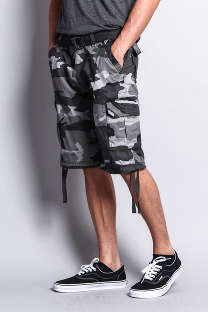 Camo Ripstop Belted Cargo Shorts