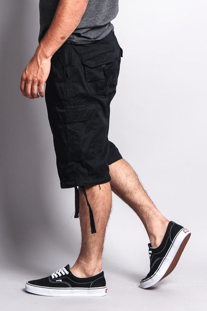 Solid Color Ripstop Belted Cargo Shorts