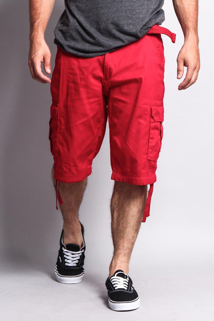 Solid Color Ripstop Belted Cargo Shorts