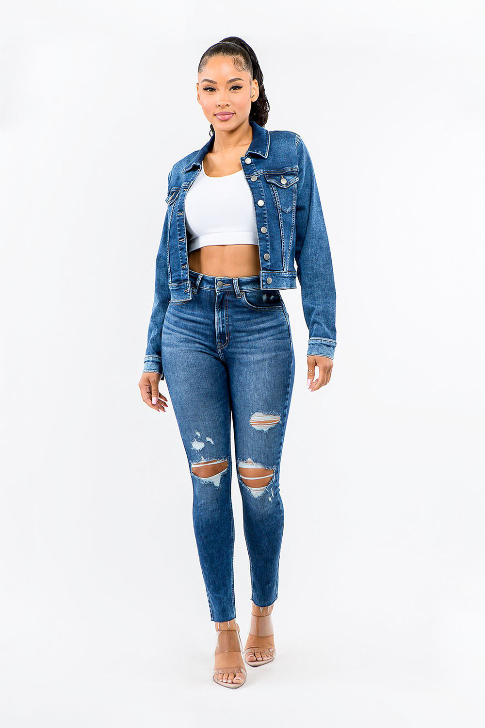 Women's Essential High Rise Distressed Skinny Jeans