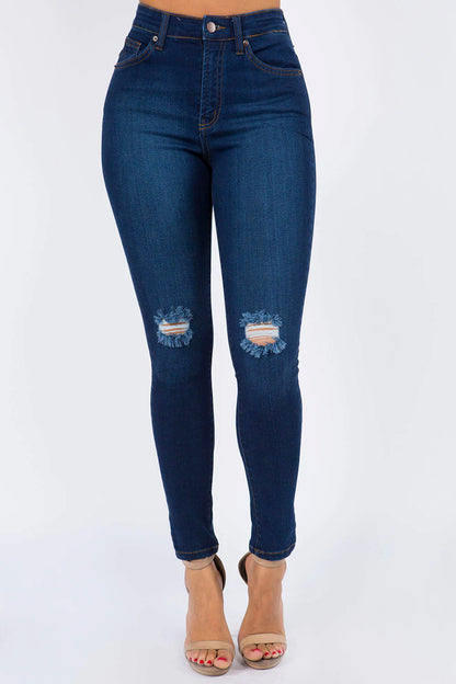 Essential High Waist Knee Slit Jeans