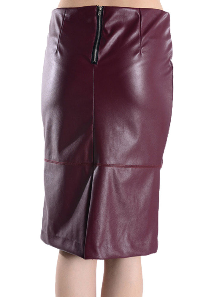Women's Solid Polyurethane Skirt