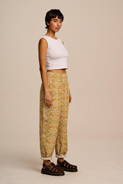 L.E Alexa - Cotton Trousers in Graphics and Grain Artist & Yak