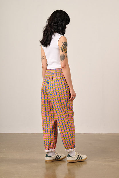 Alexa - Cotton Trousers in Pink Check