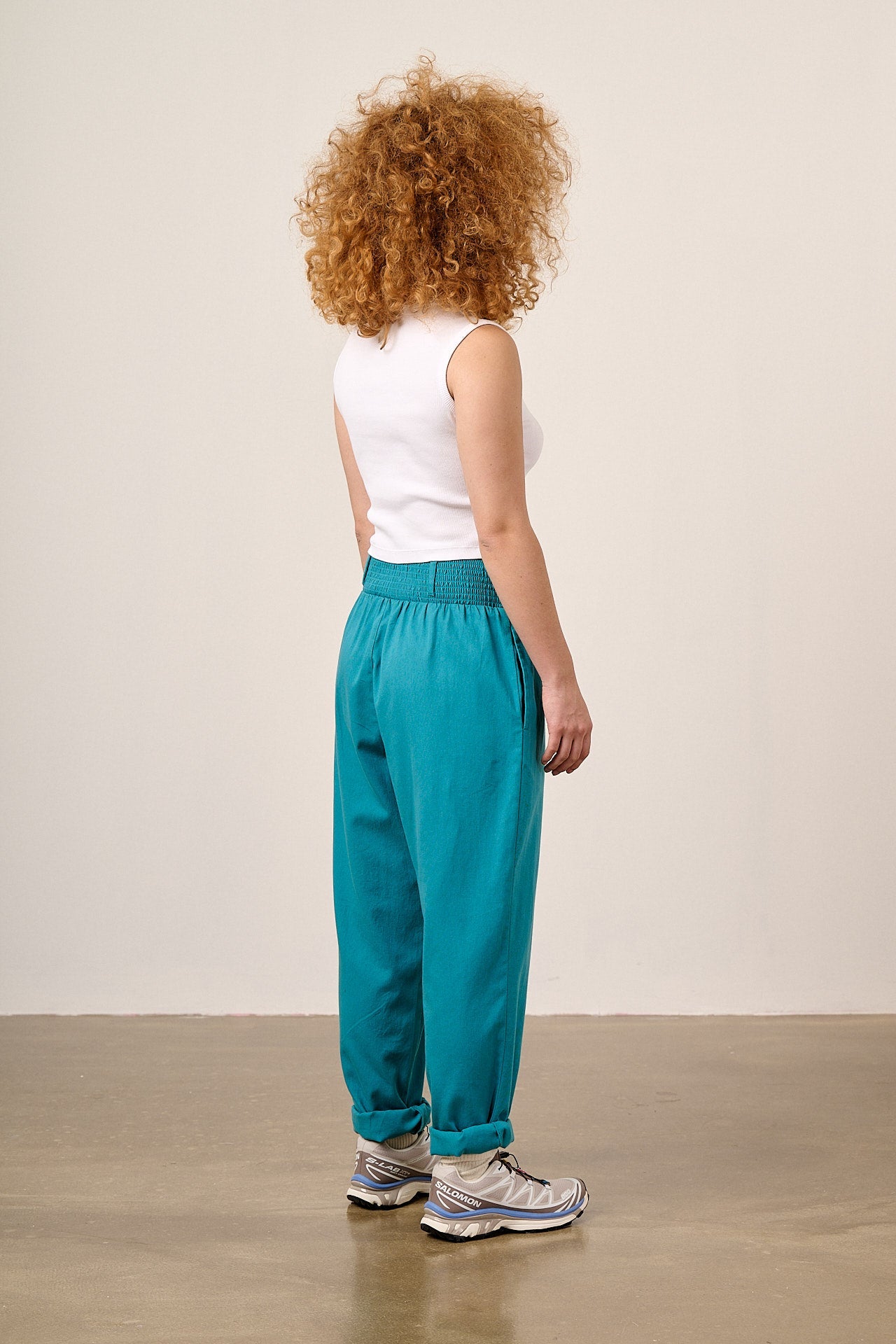 Alexa - Cotton Trousers in Pagoda Blue