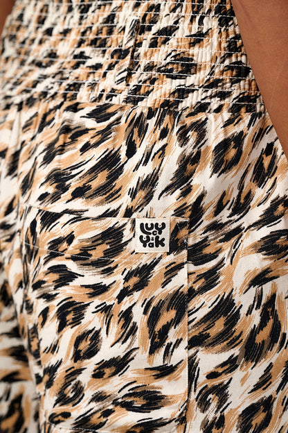 Alex - Wide Leg Cotton Trousers in Leo Swirl