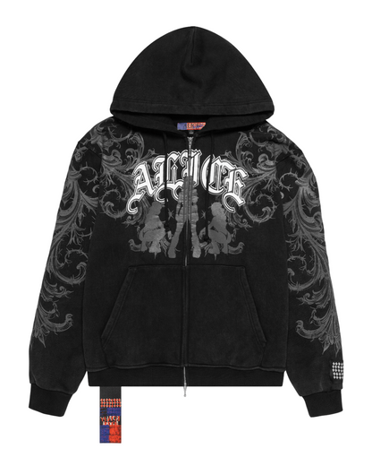 KSUBI X ALICE HOLLYWOOD GRAPHIC ZIP HOODIE BLACK