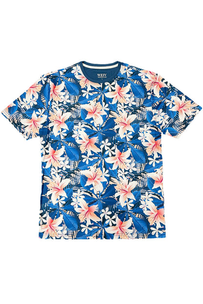 Men's Allover Hawaiian Floral Print Graphic T-Shirt