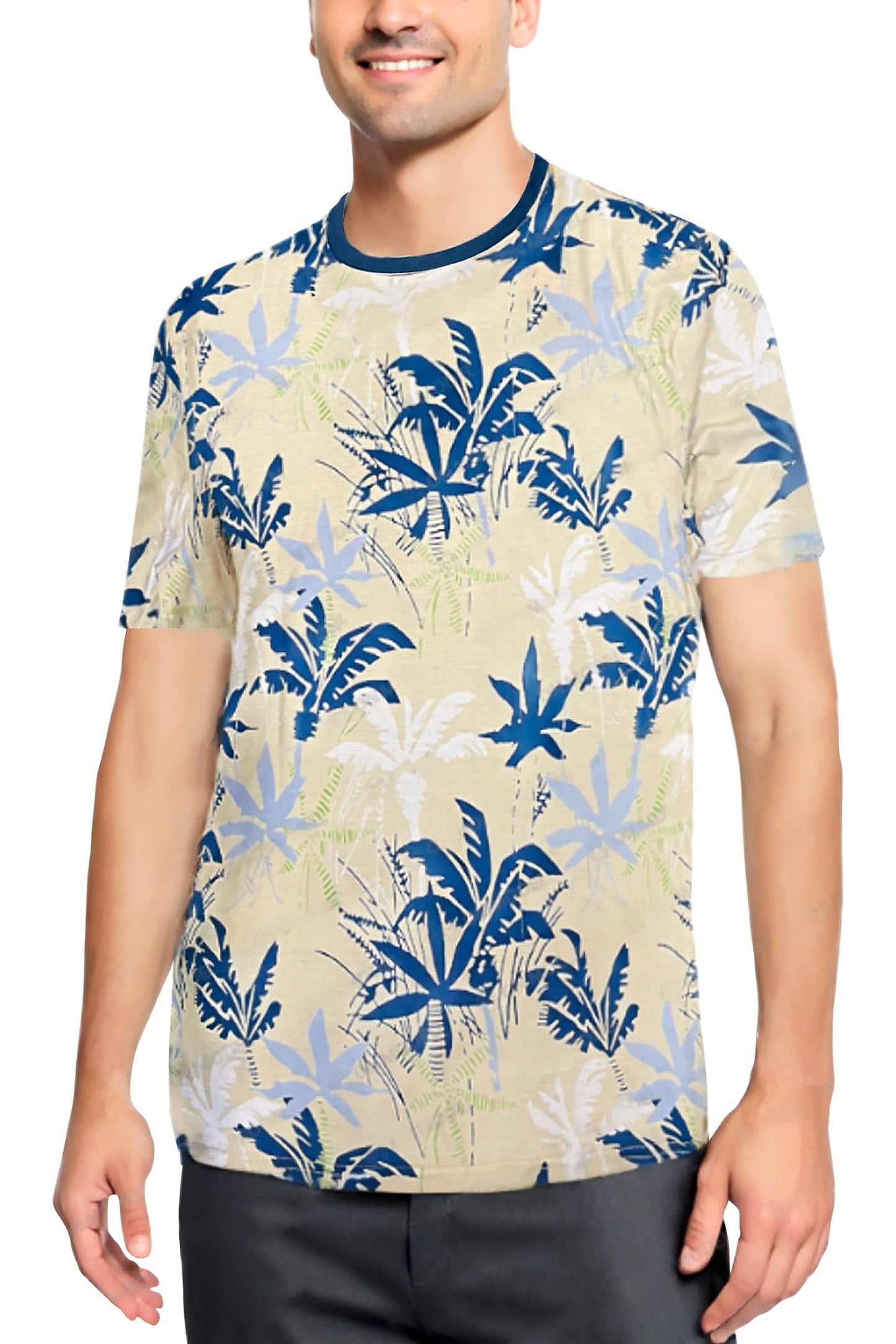 Men's Allover Hawaiian Palm Tree Print Graphic T-Shirt
