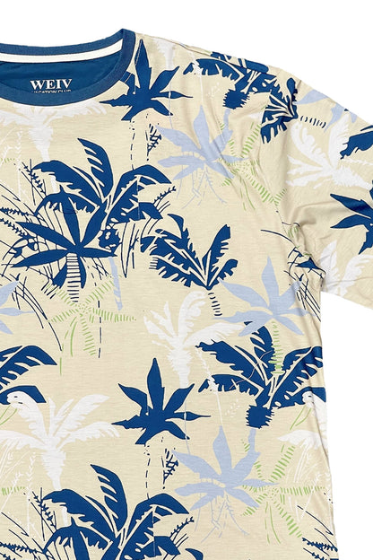 Men's Allover Hawaiian Palm Tree Print Graphic T-Shirt