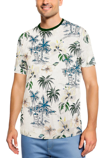 Men's Allover Hawaiian Tropical Print Graphic T-Shirt