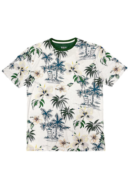 Men's Allover Hawaiian Tropical Print Graphic T-Shirt