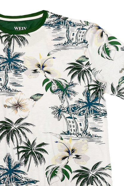 Men's Allover Hawaiian Tropical Print Graphic T-Shirt