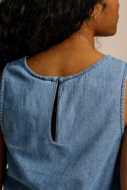 Arden - Cotton Shell Top in Light Blue