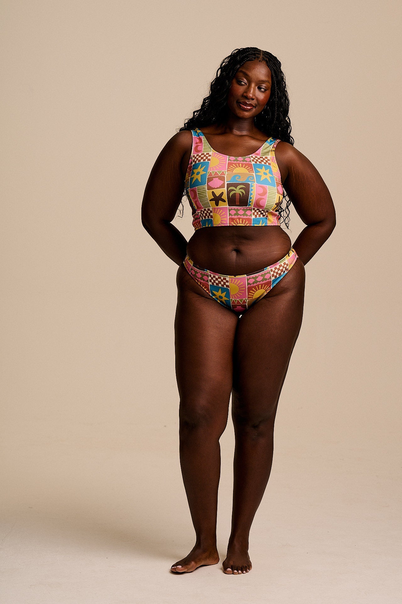 Aria - Low Rise Bikini Bottoms in Coastal Tile