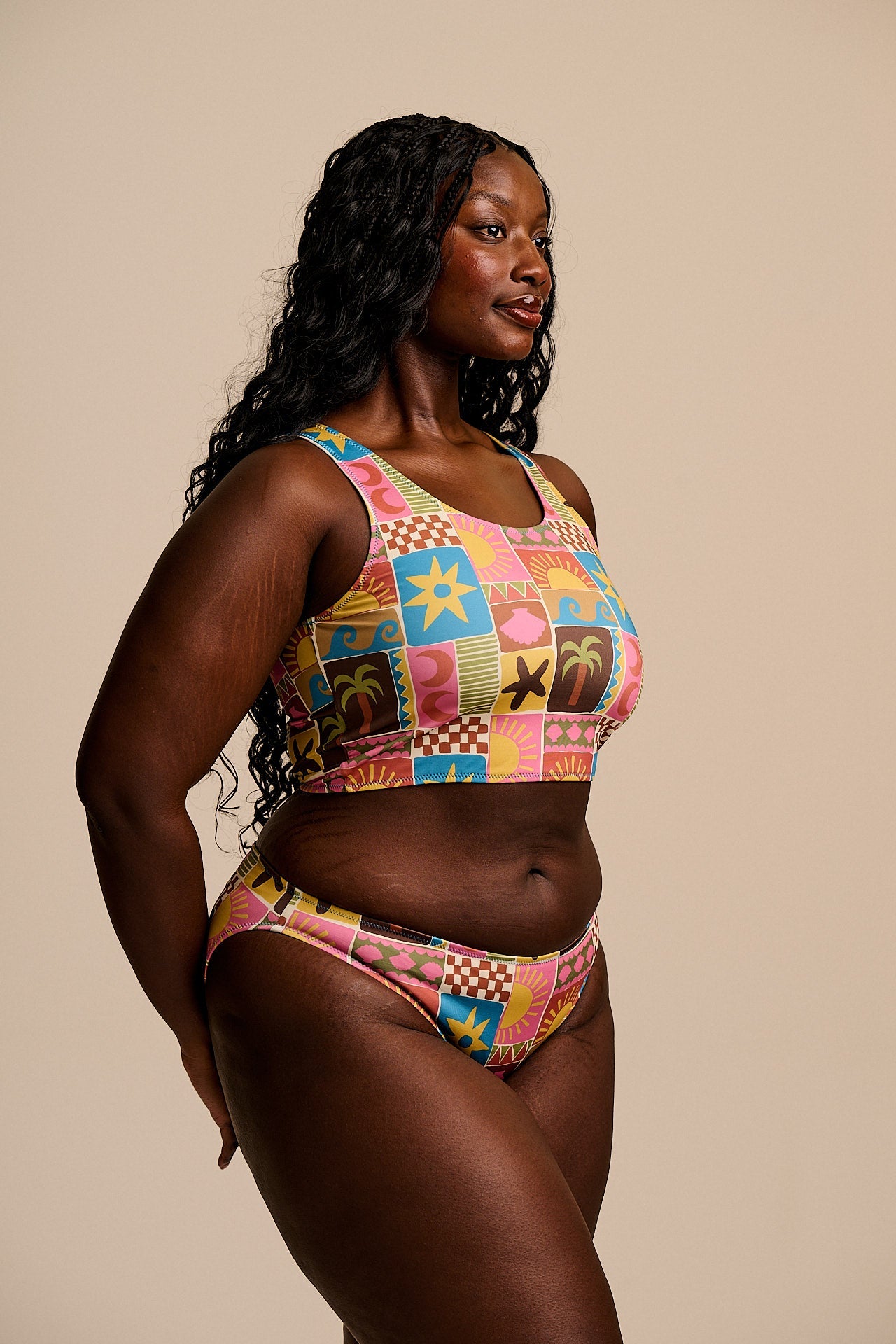 Aria - Low Rise Bikini Bottoms in Coastal Tile