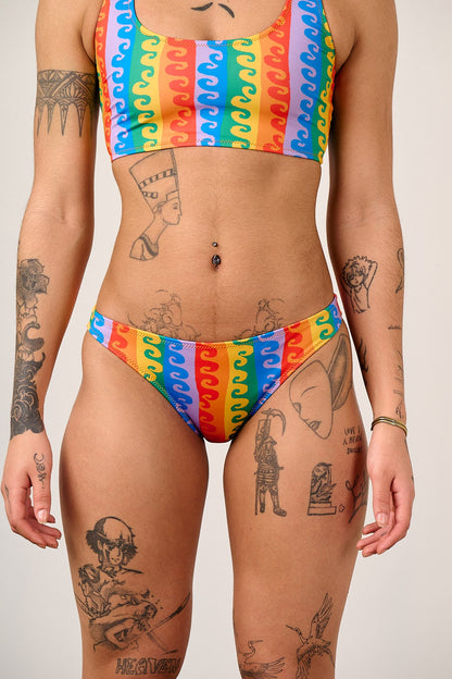 Aria - Low Rise Bikini Bottoms in Rainbow Wave