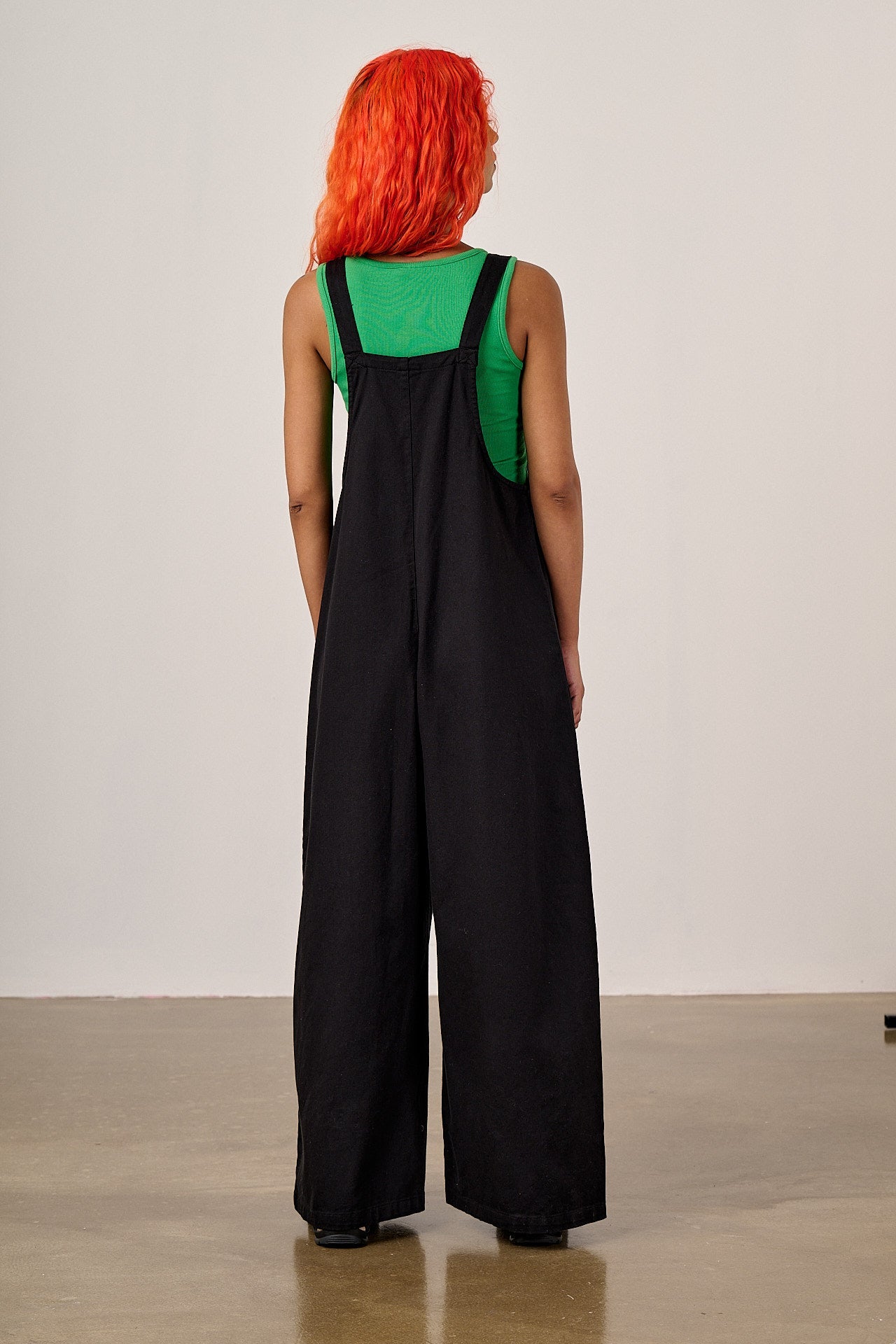 Arlo - Cotton Wide Leg Dungarees in Black