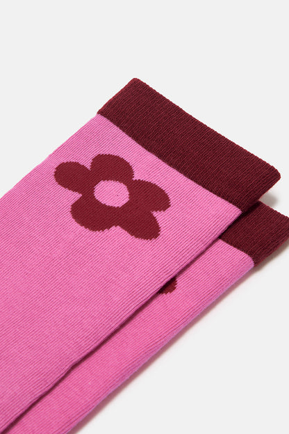 JoJo - Cotton Socks in Pink & Red Floral