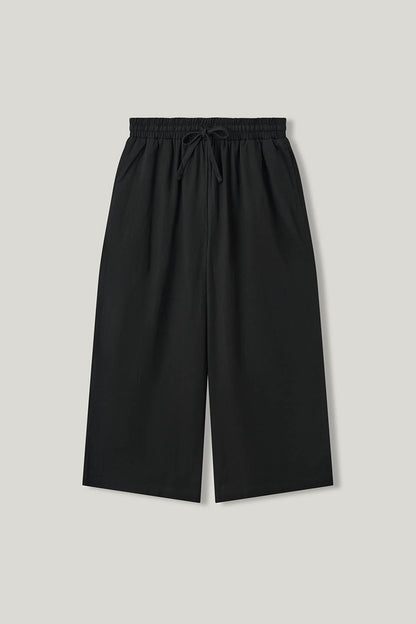 Chuck - Wide Leg Cotton Trousers in Black