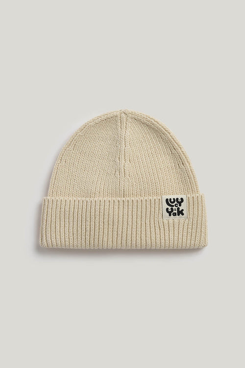 Luca - Knitted Cotton Beanie in Cream