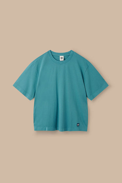 Noa - Cotton Boxy T-Shirt in Washed Dragonfly Blue