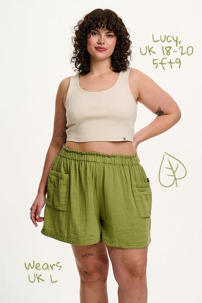 Sierra - Cotton Shorts in Herb Garden Green