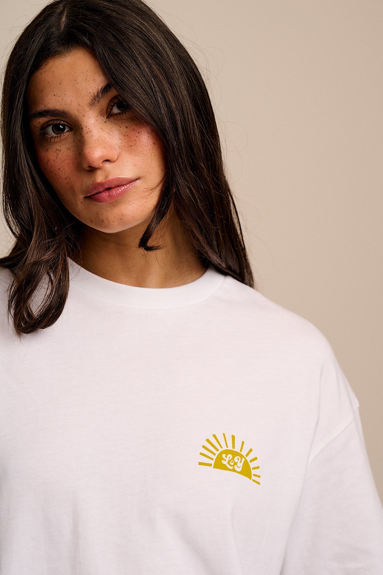 Benny - Oversized Cotton T-Shirt in Beach Coastal Tile Print