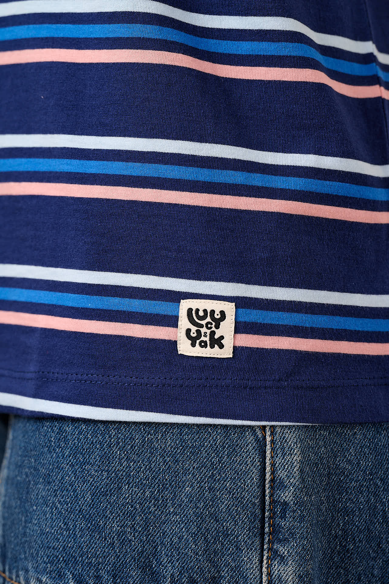 Benny - Oversized Cotton T-Shirt in Blue Cosmic Folk Stripe