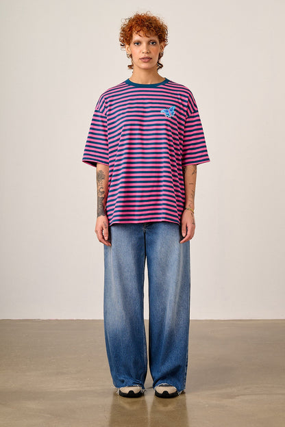 L.E Benny - Oversized Cotton T-Shirt in Brooke Hornsby & Yak Stripe