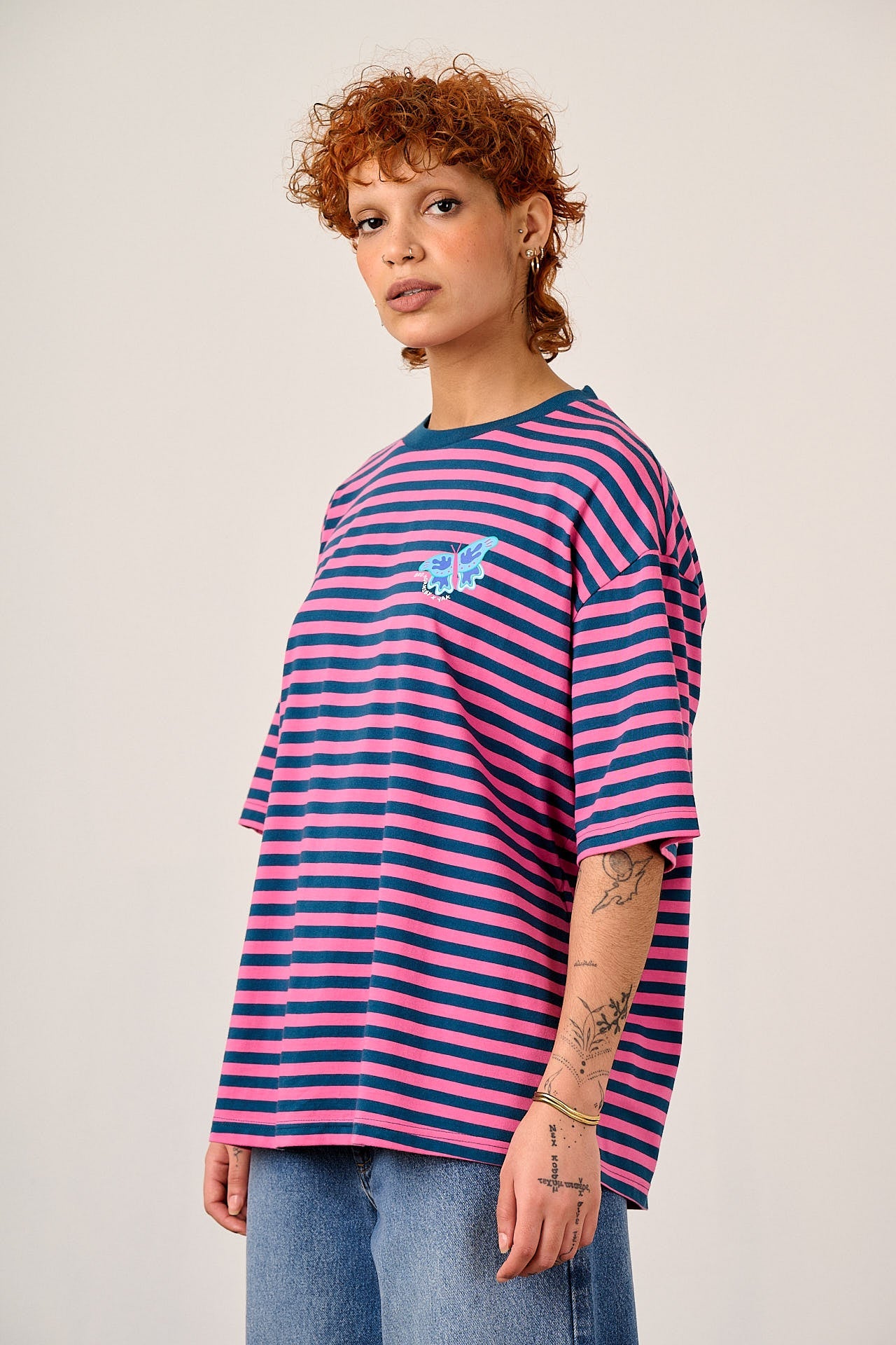 L.E Benny - Oversized Cotton T-Shirt in Brooke Hornsby & Yak Stripe