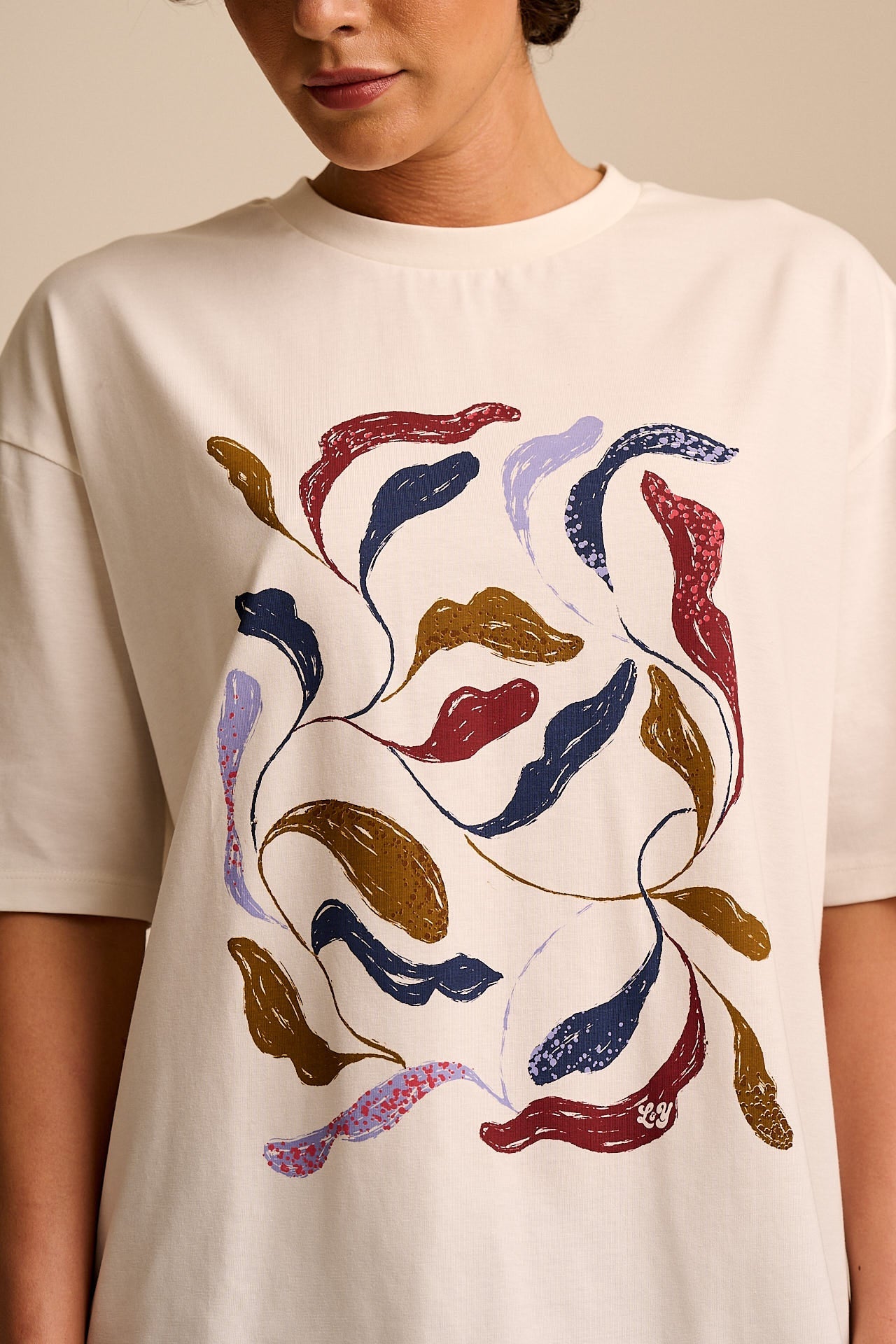 Benny - Oversized Cotton T-Shirt in Fluid Leaf