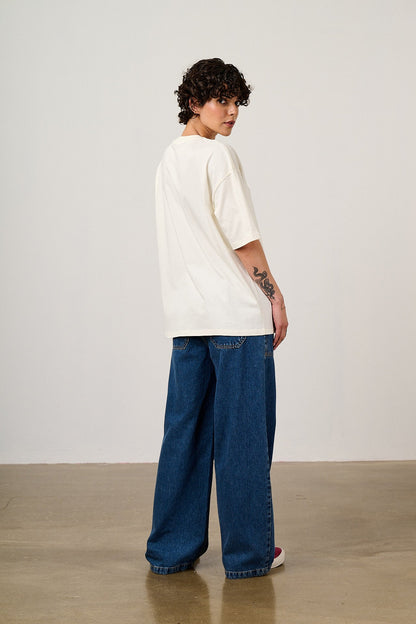 Benny - Oversized Cotton T-Shirt in Ecru Tiger