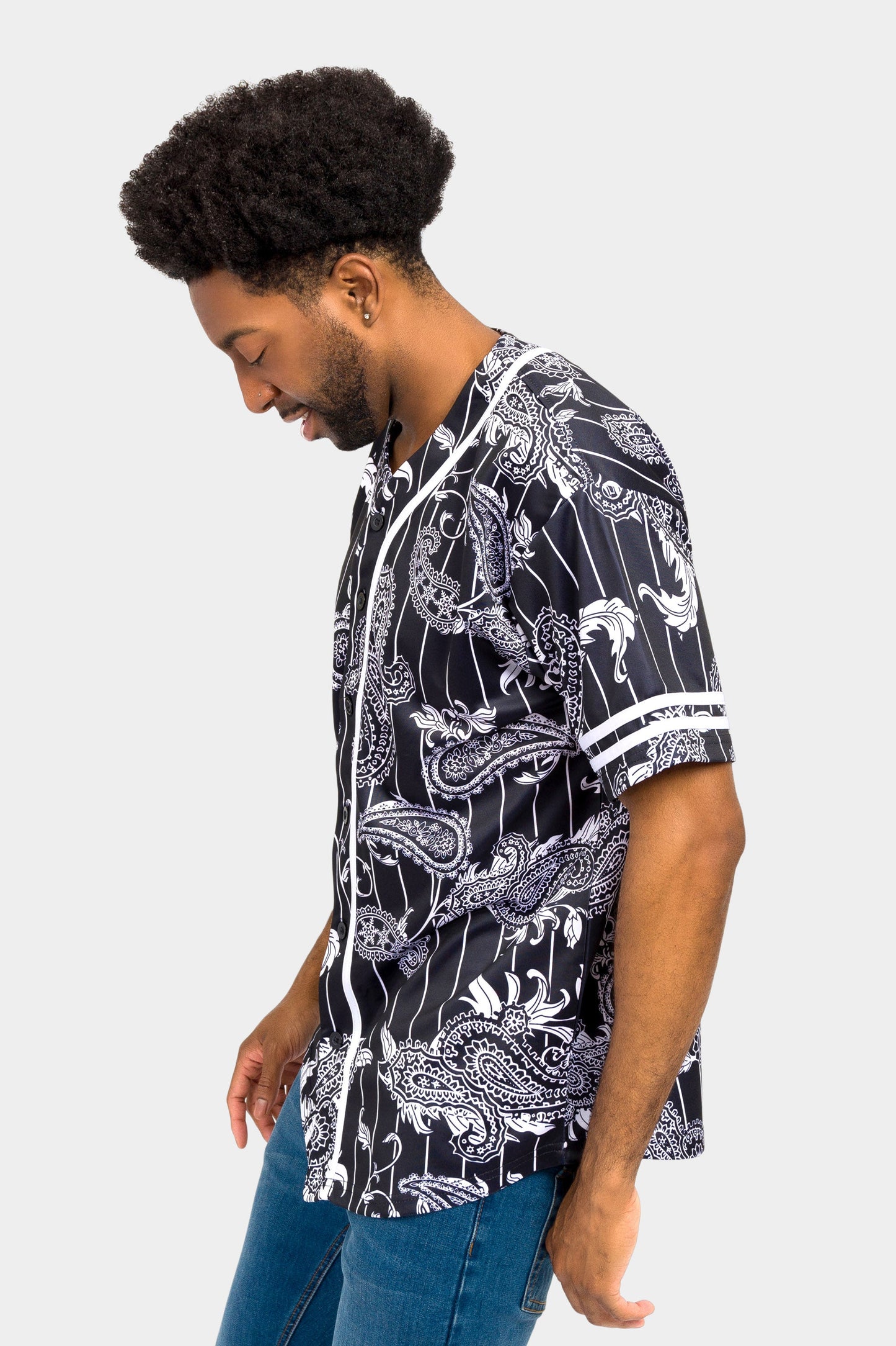 Essential Pinstripe Bandana Paisley Baseball Jersey