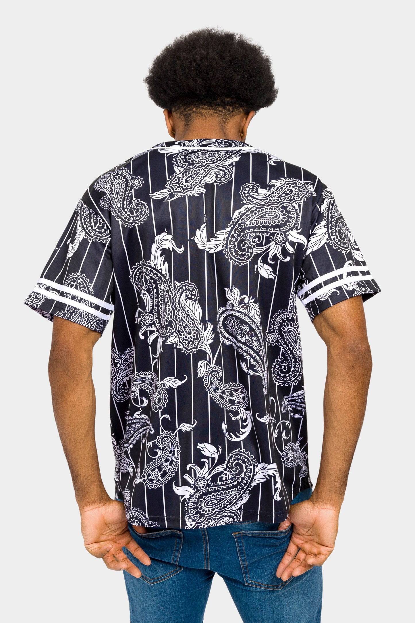 Essential Pinstripe Bandana Paisley Baseball Jersey