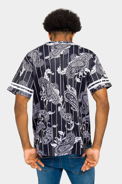Essential Pinstripe Bandana Paisley Baseball Jersey